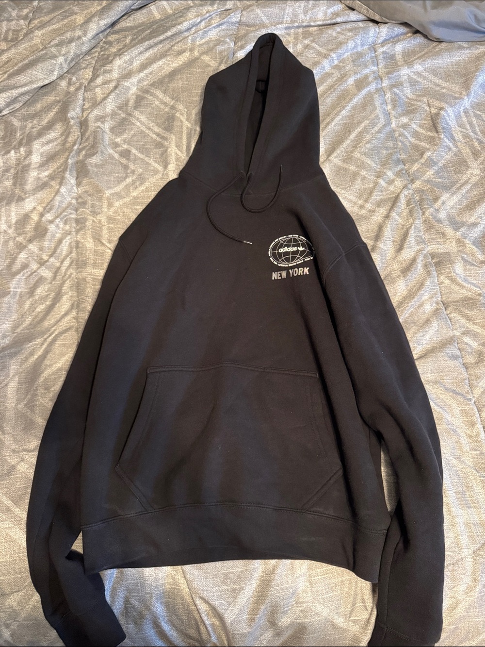 adidas Black Crewneck Hoodie with New York Graphic